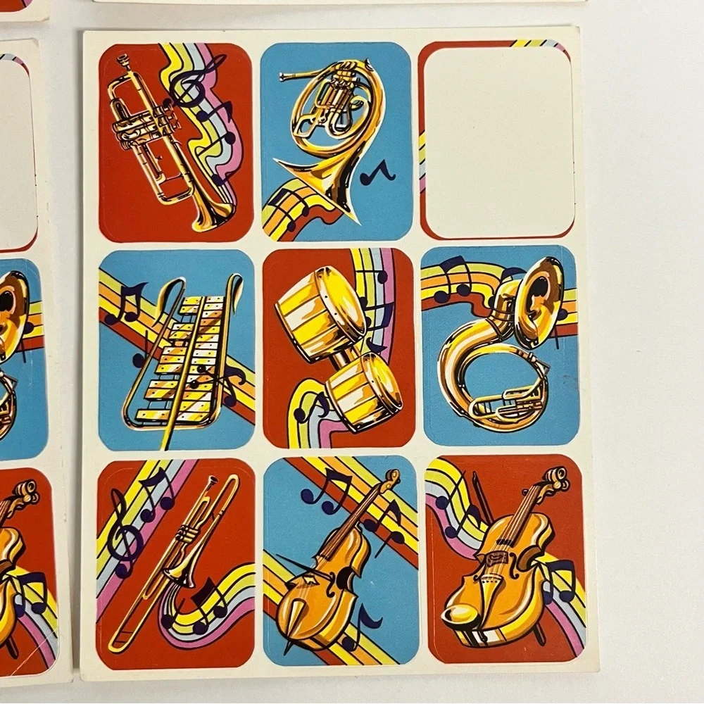 vintage musical instrument stickers 80s 90s‎ teacher